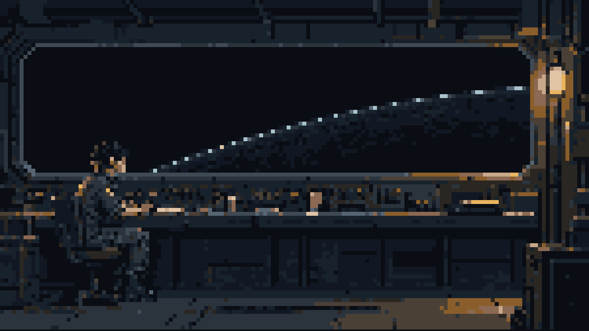 Nyktos Station over the night side of the planet